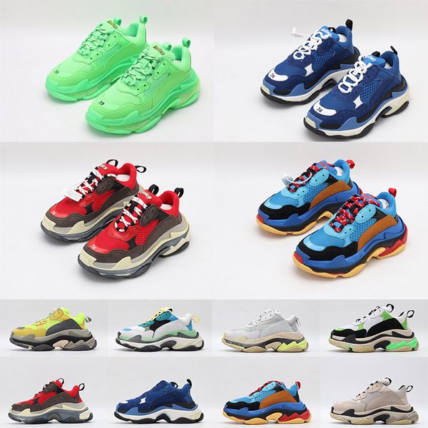 

2019 High Quality Fashion Paris Triple S 17FW Designer Sneakers Lime green All Blacks Beige Womens Trainers Sports Shoes Size 35-45 Dad Shoe