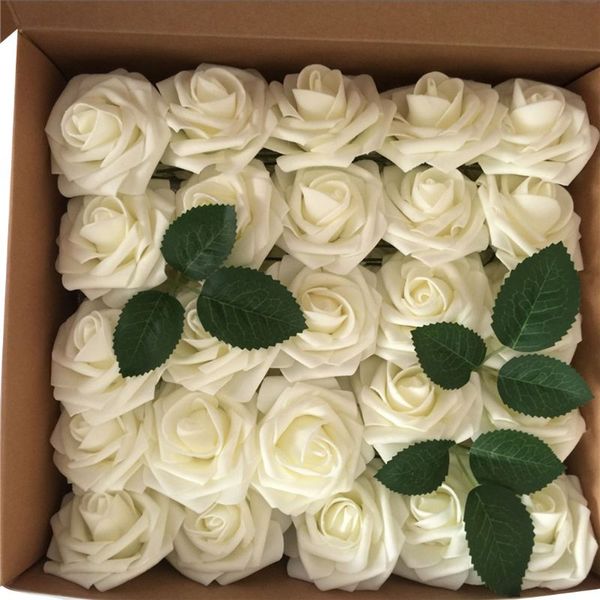 2019 Box Real Looking Artificial Pe Foam Rose Flowers For Diy