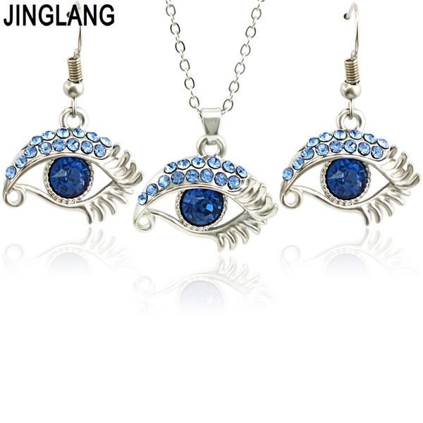 Schmuck JINGLANG Nette Augen Geformte Halskette Ohrringe Sets Schmuck Kristall Kind Kinder Schöne Farbe Schmuck Sets für Mädchen