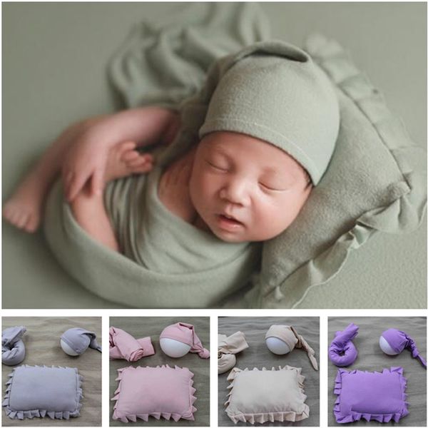 

1set fashion cute newborn baby pgraphy props wrap cloth headdress pillow hat infant studio shoot accessories qly9571