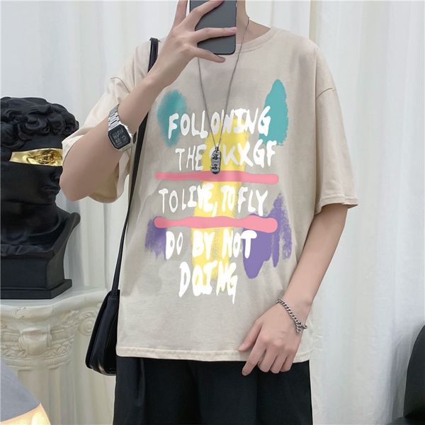 

cotton large-size short-sleeved women's cotton shirt round collar loose printing half-sleeve ins fashionable shirt half sleeve, White