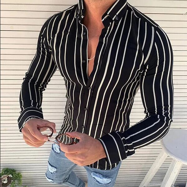 

mens shirt fashion style male casual shirt long-sleeves fashion slim plus size men shirt with 3 colors asian size -3xl, White;black