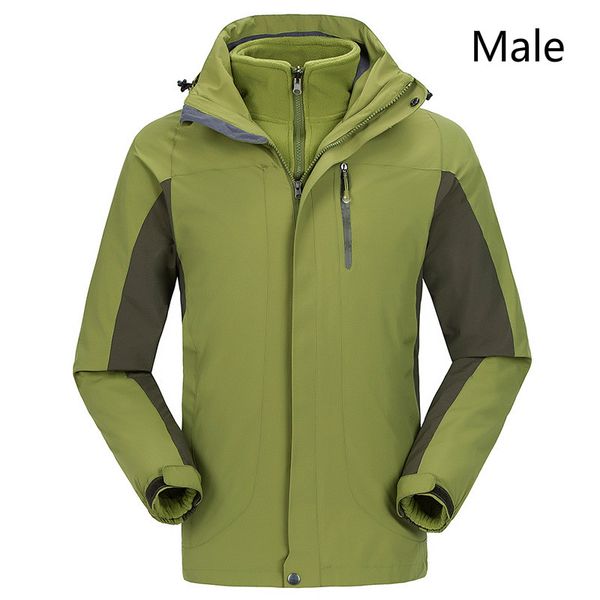 

men's and women's windbreaker autumn winter outdoor thickening two sets of windproof waterproof thermal mountain ski wear, Gray;blue