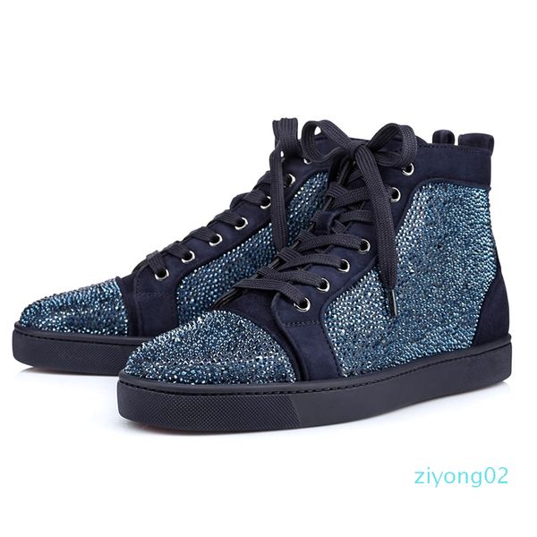 

2019 new red bottoms designer shoes for men women fashion rivet glitter sneakers for party genuine leather casual rivet studded shoes z02, Black