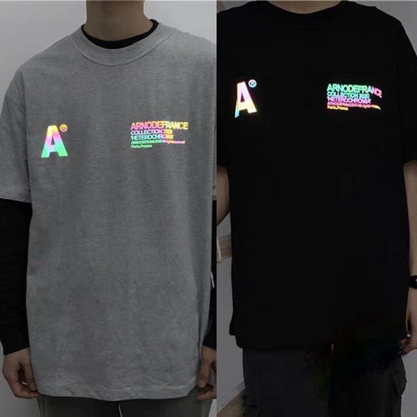 

3m reflective reverse wear arnodefrance t shir men women casual cotton colorful arnodefrance t-shirt tees, White;black