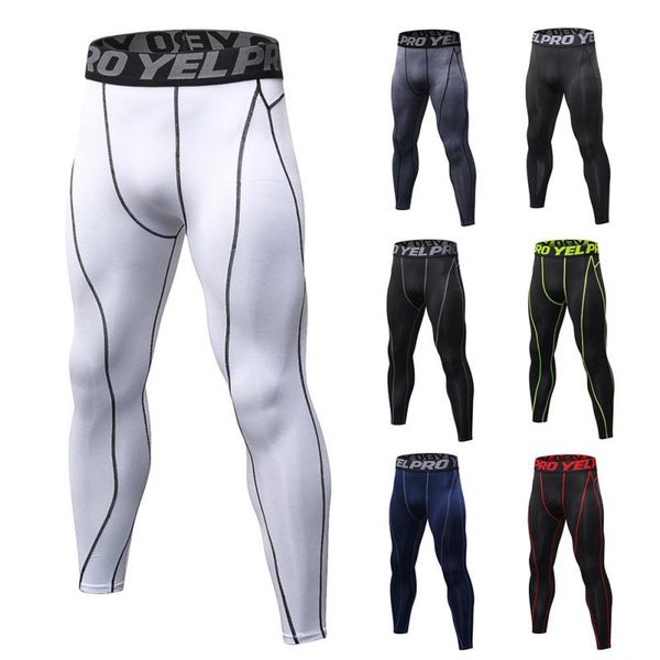 

men's compression pants baselayer cool dry sports tights leggings hot, White;red