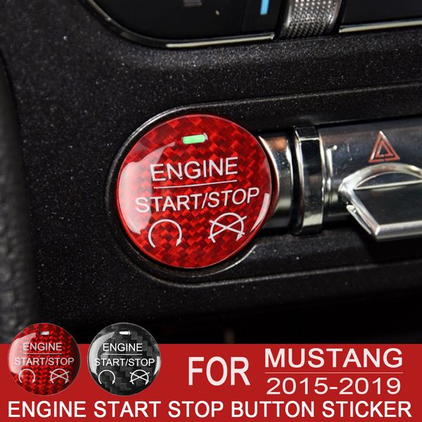

real carbon fiber for mustang 2015 2016 2017 2018 2019 for mustang accessories engine start sbutton sticker