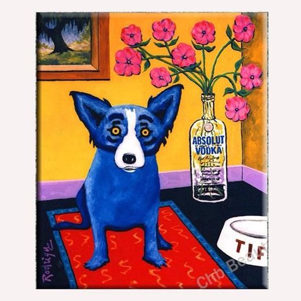 

blue dog handpainted hd print modern abstract animal art oil painting home deco wall art on canvas multi sizes a120