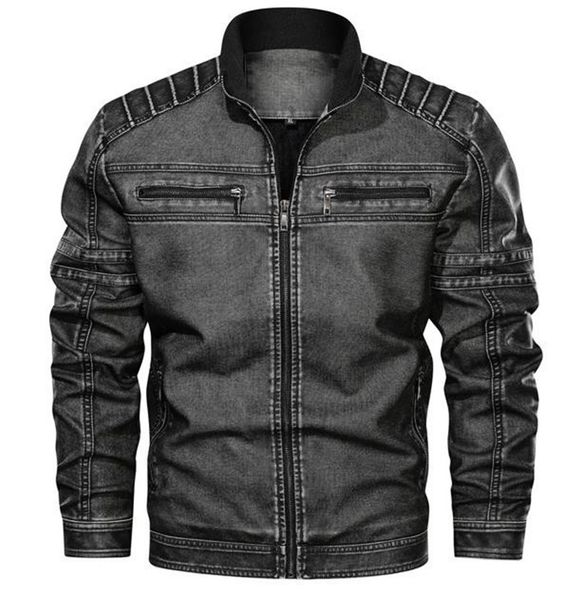 

vintage pu mens jackets 2020 spring long sleeve stand collar mens coats casual slim male outerwears, Black;brown
