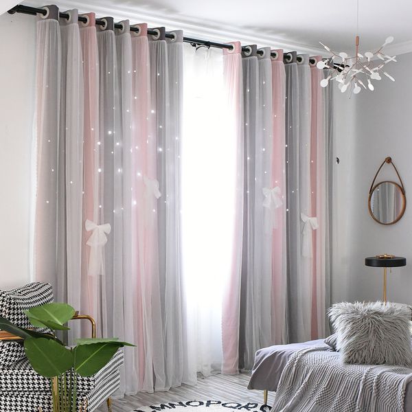 

simple hollow stars vertical strip curtains window curtains for living room girls hoom decor curtain blackout finished curtain