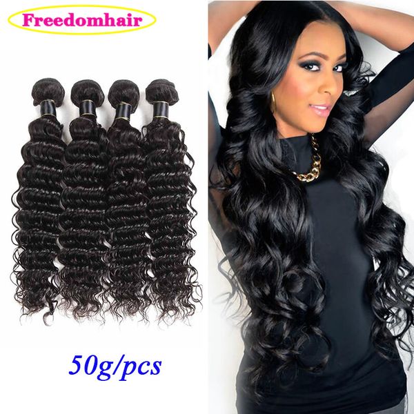 

brazilian virgin human hair 8a wholesale direct sale 4/5 bundles deep wave peruvian malaysian mongolian indian virgin hair weave 50g/pcs, Black