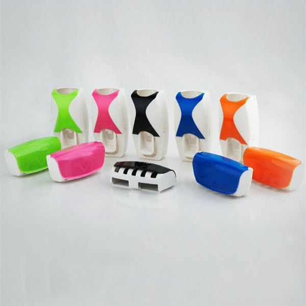 

fashion home bathroom automatic toothpaste dispenser + 5pcs toothbrush holder set family set wall mount rack bath oral