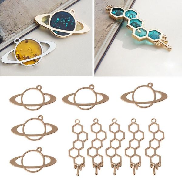 

5pcs new jewelry frame honeybee planet uv frame pendant open bezel setting uv resin jewelry diy
