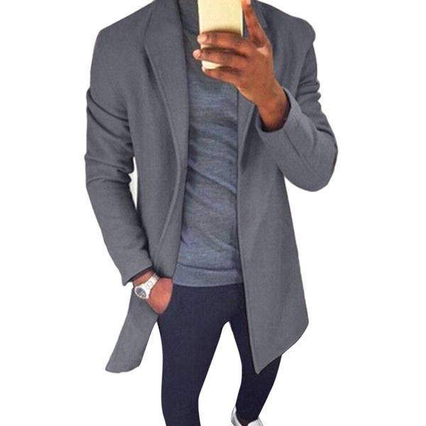 

fashion winter cardigan men wool trench coat windbreaker warm lapel long coats male solid slim jacket autumn outwear female a5, Tan;black