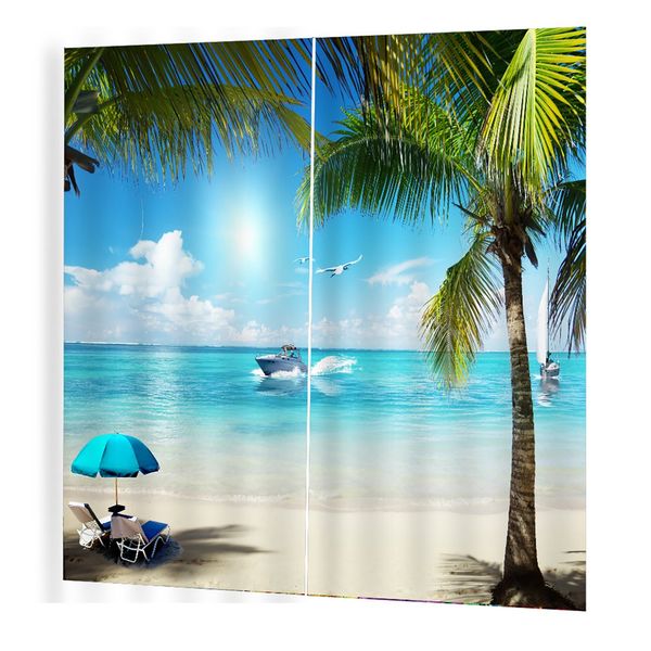 

sand beach prints curtain room 3d curtain window drapes bjq-1280(13) 150*166cm trendy living room bedroom blackout