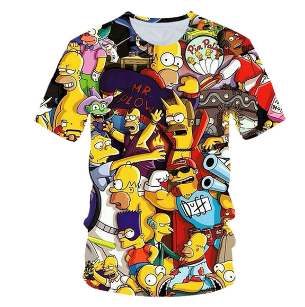 

2019 fashion simpsons cartoon character t shirt men women 3d printing soft harajuku summer short sleeve q960, White;black
