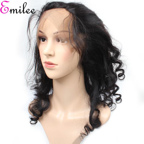 

emilee 100% human hair 360 lace frontal malaysian remy hair loose wave 360 lace frontal closure pre plucked, Black