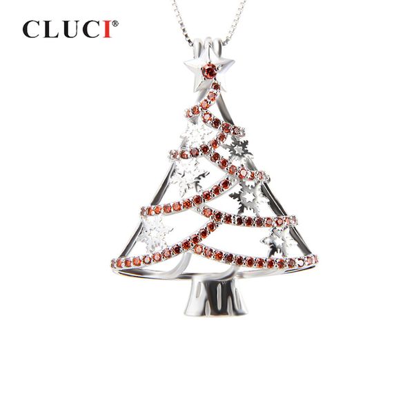 

cluci 925 silver christmas tree charms pendant 71pcs zircon luxury women christmas gift pendant 925 sterling silver pearl locket, Golden;white
