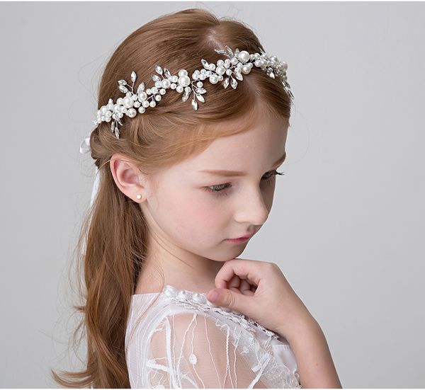 Beauty Silver Girls Head Pieces Flower Girls Head Pieces Girls Headbands Girl S Wedding Tiara Crown Kids Accessories H321003 Flower Hair