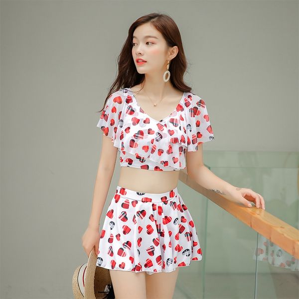 

женский разделить двух частей консервативная тонкий живот-покрытиями юбка купальник большой размер сексуальные сбора битник горячая весна ку, White;black