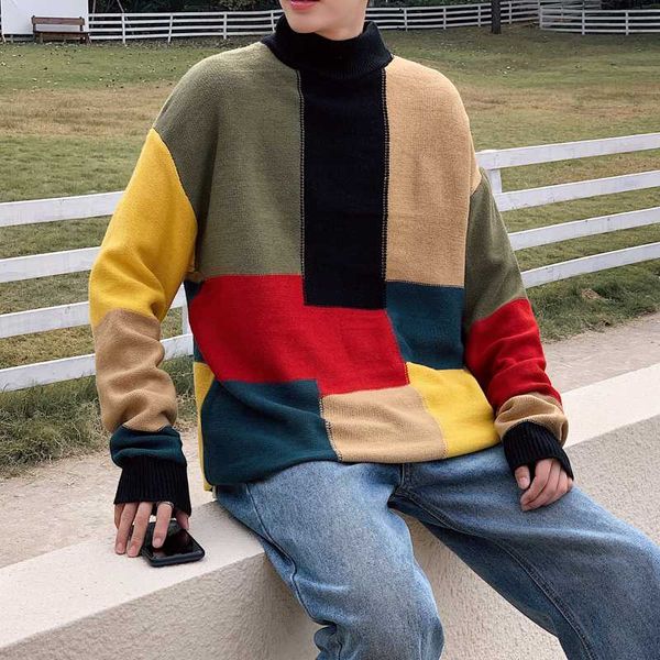 

winter men's young popular knitting male cashmere sweater in warm coats casual woolen pullover high-quality turtleneck -2xl, White;black