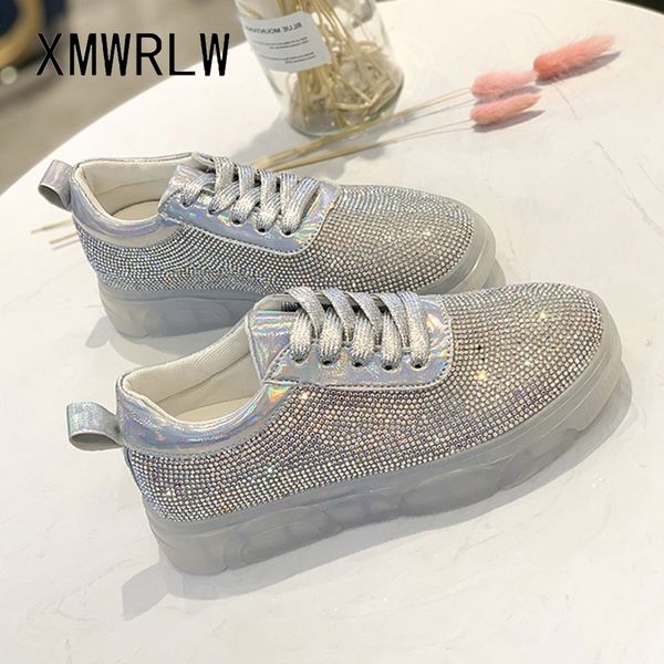 

xmwrlw женская плоские туфли 2020 весна осень мода rhinestone женщин кроссовки non-slip женские ботинки женщин осень моды обуви, Black