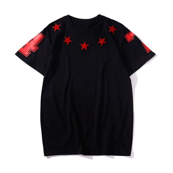 

luxury designer t shirts men women hip hop t shirt short sleeves fashion five pointed star printing mens designer t shirt size s-3xl, White;black