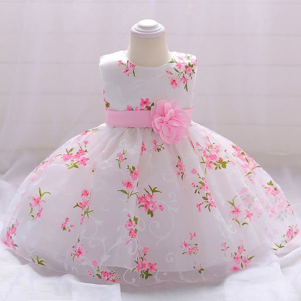 

girl's dresses first communion flower print little baby girls clothes boutiques birthday party gown pink child dress girl l1851xz, Red;yellow