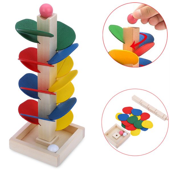 

children diy wooden toys colorful building blocks tree marble ball run track toys kids wood game toy learning educational toy