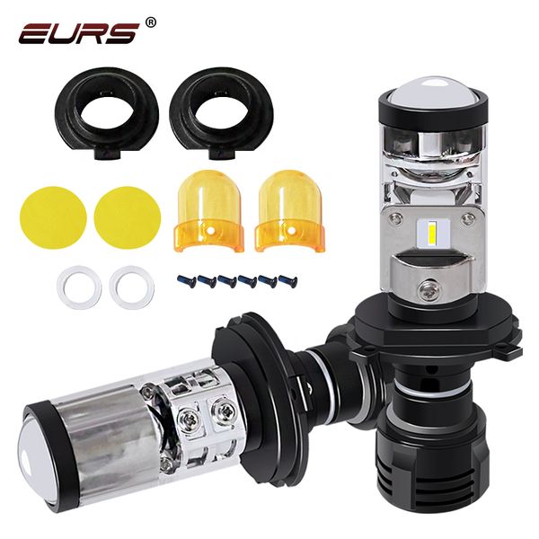 

h4 led bulb with mini projector lens h4 led conversion kit 9600lm automobiles hi/lo beam headlight bulbs 12v 24v 6500k white