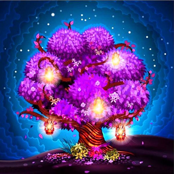 

fantasy pattern tree purple tree moon tree rose dandelion diy diamond painting crafts cross stitch diamond sewing pattern rhinestone