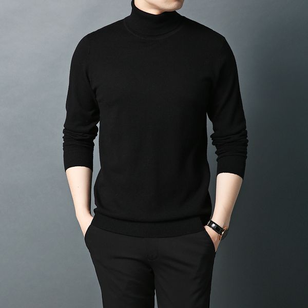 

winter fashion thickening men's turtleneck sweater 100% warm wool solid roll neck male cashmere pullover size 48-56 sweater, White;black