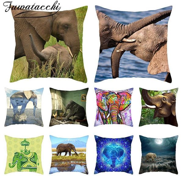 

fuwatacchi elephant cushion cover wild animals pillow cover throw pillowsfor home chair sofa decorative pillow covers 45*45cm