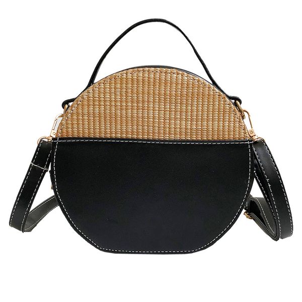 

2019 women crossbody bags simple weave round tote handbags shoulder bag ladeis design handmade messenger luxury bag #t2