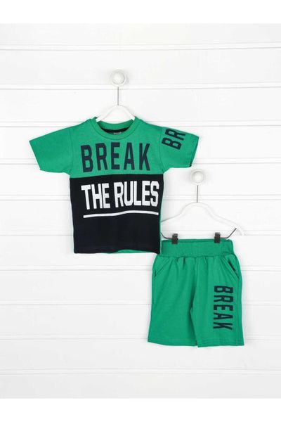 

green male child shorts suit, White