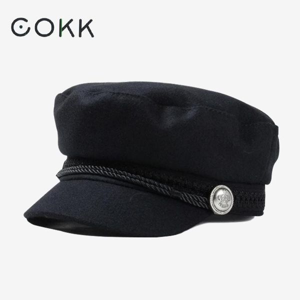 

cokk winter hats for women winter cap wool hat female button baseball cap sun visor hat gorras casquette black fall boina bone, Black;white