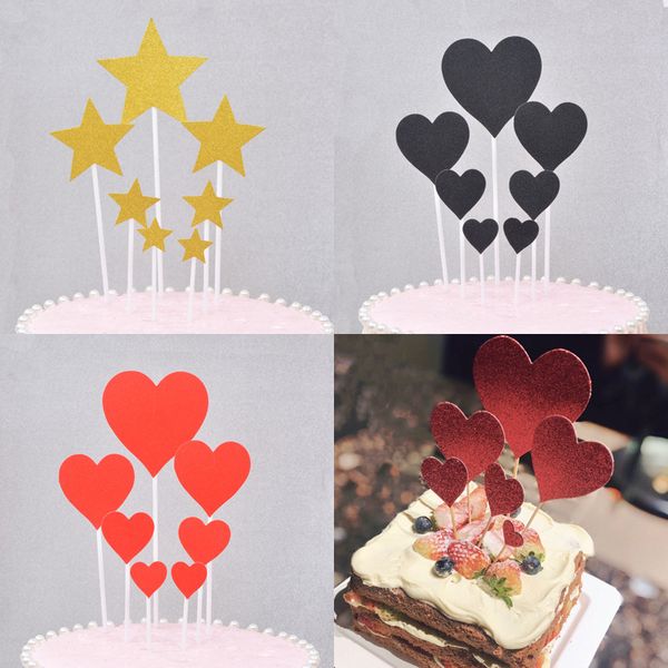 

5 bags 7pcs/lot heart star party ice-cream cupcake ers picks kid children birthday party cake decor baby shower supply gift
