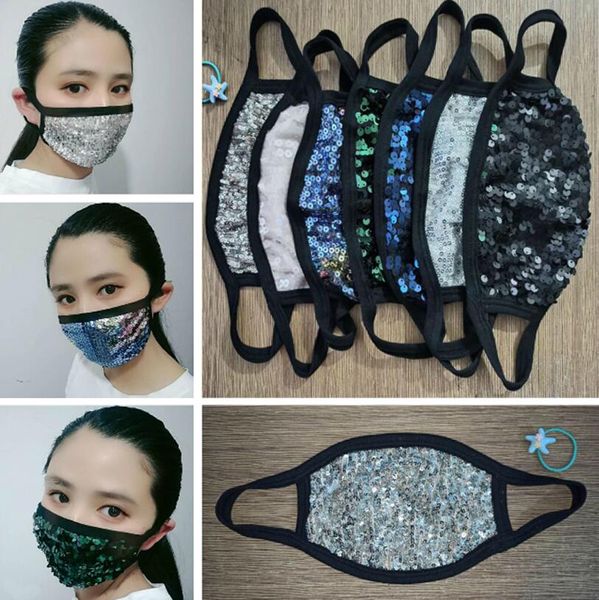 Moda Bling Bling Pullarda Yüz Maskesi Anti-Dust Maskesi ve Ayarlanabilir Tekrar Kullanılabilir Koruma Pamuk Maskeler Ücretsiz Kargo Duman