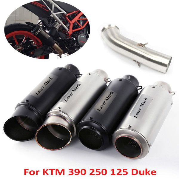 

rc390 motorcycle exhaust system escape exhaust muffler tip pipe & mid connect link tube with db killer for duke 125 250 390