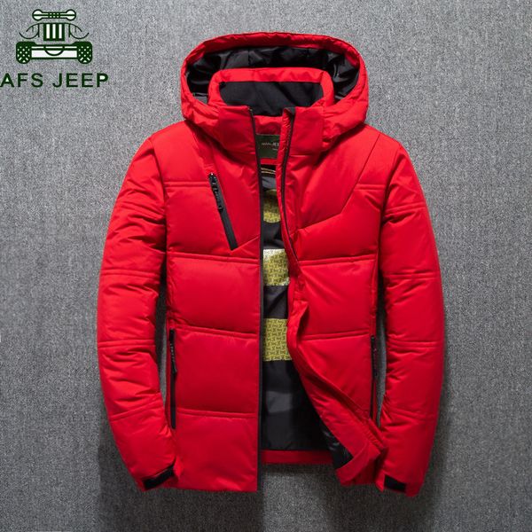 

new winter jacket men fashion casual down coat hood thick warm white duck down jacket male winter parkas outerwear, Black