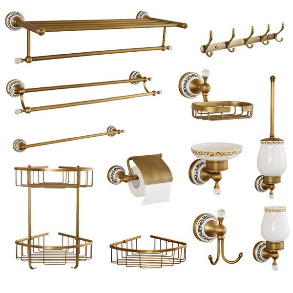 

ceramic bathroom products round base brushed accessories set antique brass bath hardware sets wall mounted anqtiue bathroom set