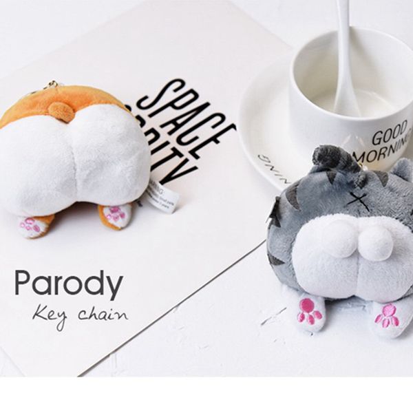

10cm new mini cat butt toy cute cat corgi butt keychain pendant doll kawaii dog pendant stuffed toy girl birthday gift