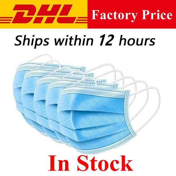 

Disposable Face Mask Mascherine Meltblown Non Woven Masks Three Layers Anti-Dust Waterproof Breathable Free Shipping DHL 1000pcs