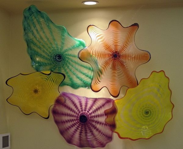 

fancy handmade blown glass art flower plates holiday party india wall light
