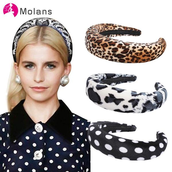 

molans winter velvet leopard dot printed headbands snake print women hair accessories sponge hairbands wide padded hair hoops