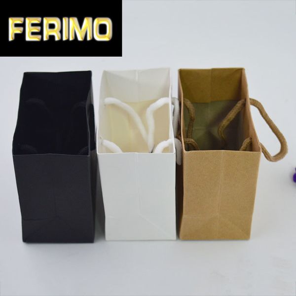 

20pcs black/white/kraft paper gift packaging bag with handle small gift bags for clothes books packaging paper box 12*6*10cm