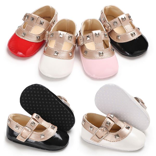

molixinyu baby shoes for girl fashion rivet anti slip toddler first walker shoes buckle pu light soft sole children casuel, Black