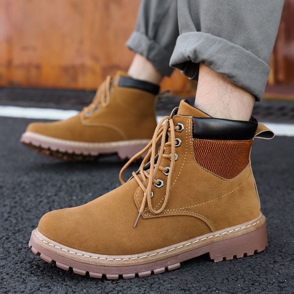 

autumn winter new high men boots vintage design men boots comfortable ankle boot brand leather botas hombre, Black