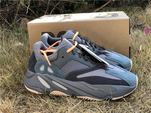 

2019 est authentic originals 700 teal blue static wave runner solid grey kanye west fw2499 man woman running shoes sneakers with box, Black