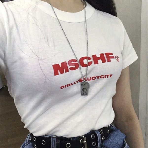 

ins super fire cec short-sleeved t-shirt female 2020 clothes summer tide students tight slim half-sleeved clothes, White